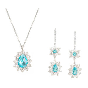 Paraiba Earrings and Pendant