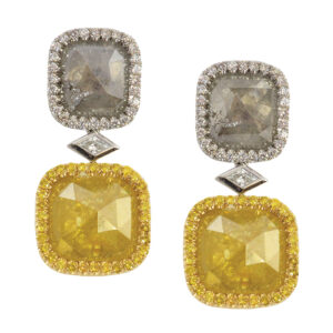 Fancy Yellow & White Diamond Earrings