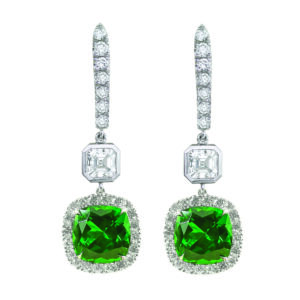 Green Tsavorite Garnet & Diamond Earrings