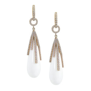 White Agate & Diamond Earrings