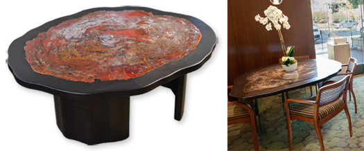 Silverhorn dining tables and accent chairs