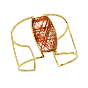 Silverhorn rutilated quartz and gold cuff