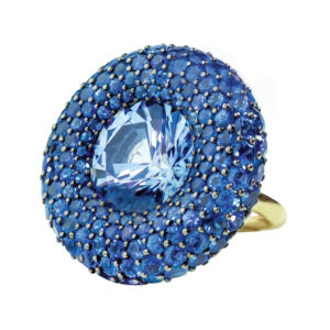 Silverhorn round sapphire pave ring