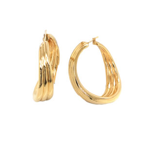 Silverhorn Fluted Gold Ear hoops