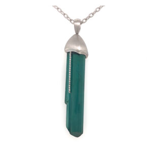 Silverhorn Tourmaline crystal and diamond pendant set in 18kt white gold
