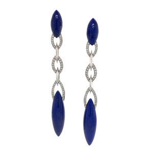 Silverhorn Jewelers 18 karat white gold with lapis and diamonds earrings