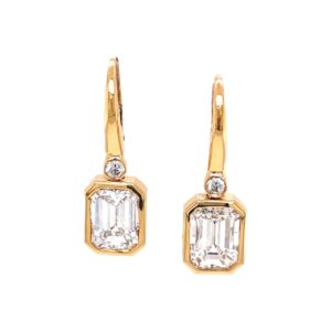 Emerald Cut Diamond Drop Earrings