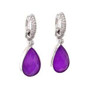 Sugilite detachable ear pendants.
