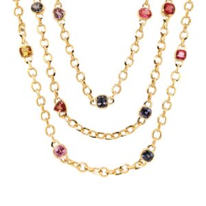 Chain of multicolor natural spinel.