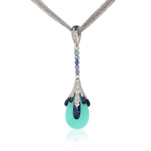 Diamond Chrysoprase Teardrop Pendant
