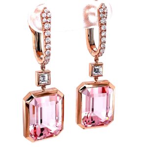 Pink Morganite and Diamond Drop Earrings
