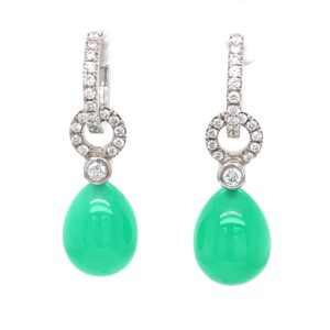 Chrysoprase and Diamond Detachable Ear Pendants