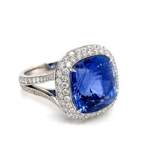 Blue Sapphire and Diamond Ring