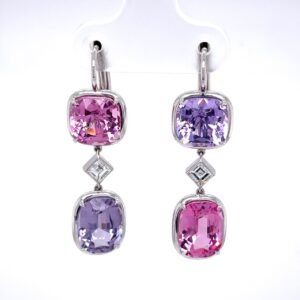 Pink and purple spinel earrings
