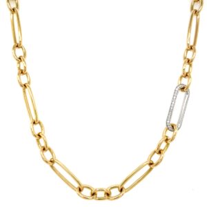 Gold necklace with diamond link