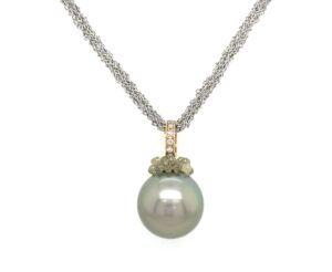 Tahitian pearl pendant with diamonds