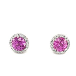 Pink Sapphire and diamond earrings