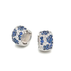 18 karat white gold earrings with sapphires and diamonds