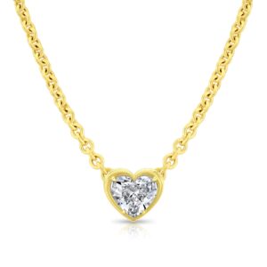 18 karat yellow gold heart shape diamond pendant