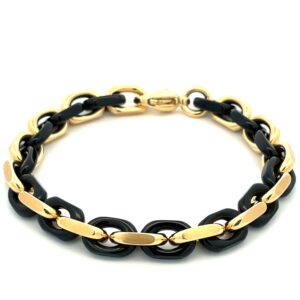 18 Karat Yellow Gold and Onyx men's bracelet